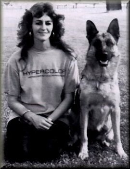 Jenny & Krista after winning the 1993 Best in Obedience Trial at the G.S.D.C.A.Inc Mainbreed Exhibition Show10 weeks after she whelped a litter